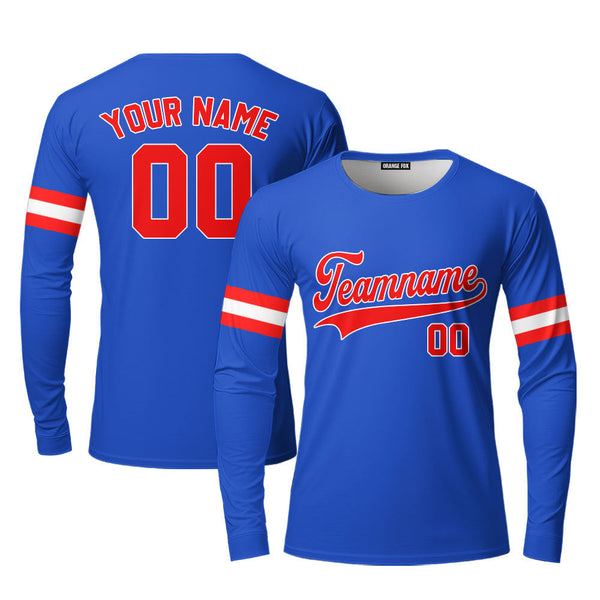 Custom Royal Crimson-Frisky Blue Custom Long Sleeve T-Shirt For Men & Women