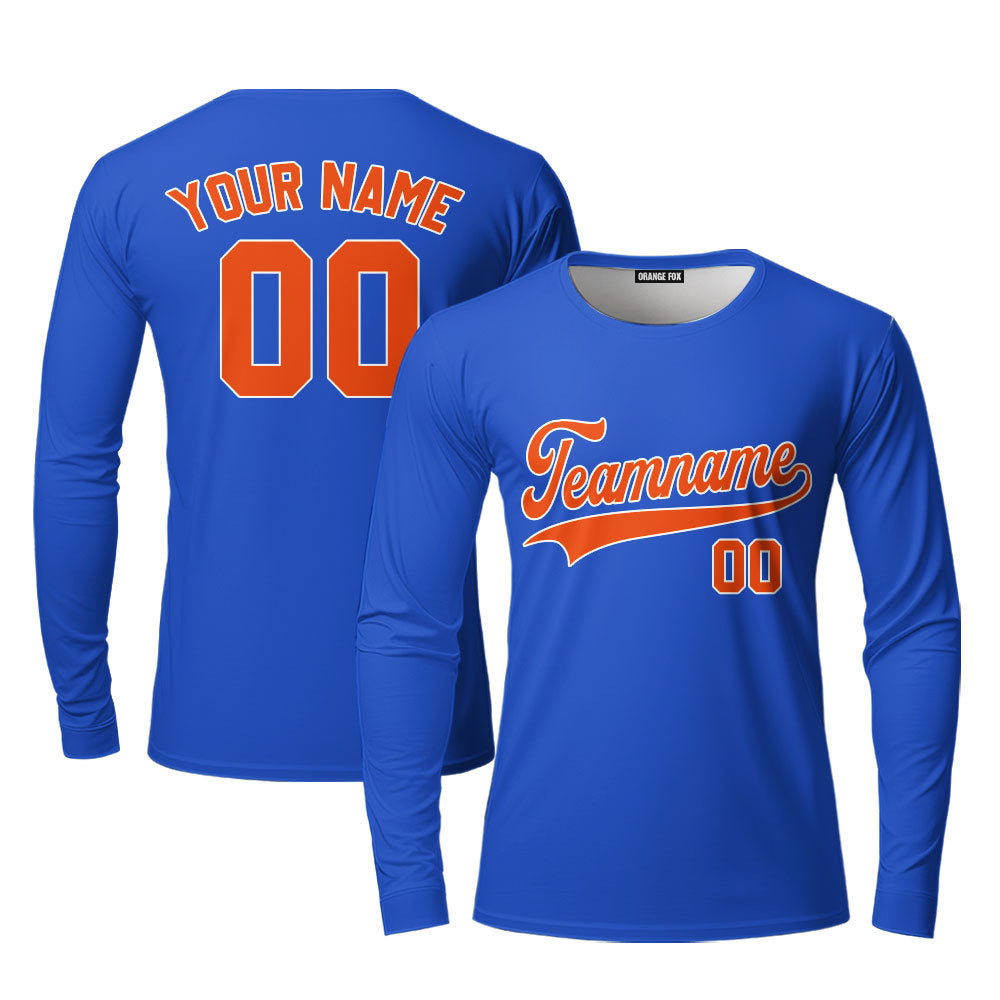 Custom Royal Gold - Frisky Blue Custom Long Sleeve T-Shirt For Men & Women