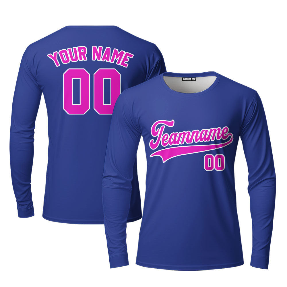 Custom Royal Pink Custom Long Sleeve T-Shirt For Men & Women