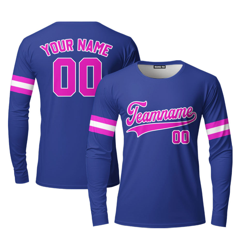 Custom Royal Pink Custom Long Sleeve T-Shirt For Men & Women