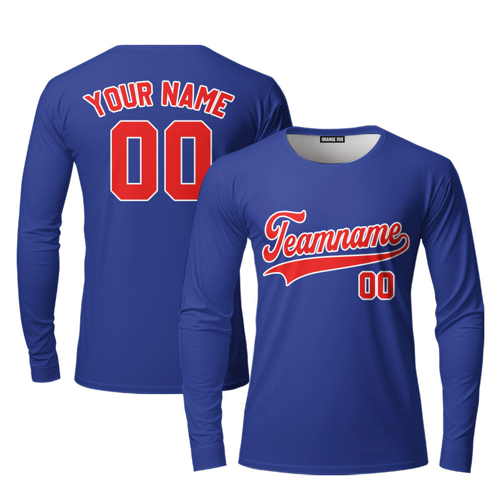 Custom Royal Red - White Custom Long Sleeve T-Shirt For Men & Women