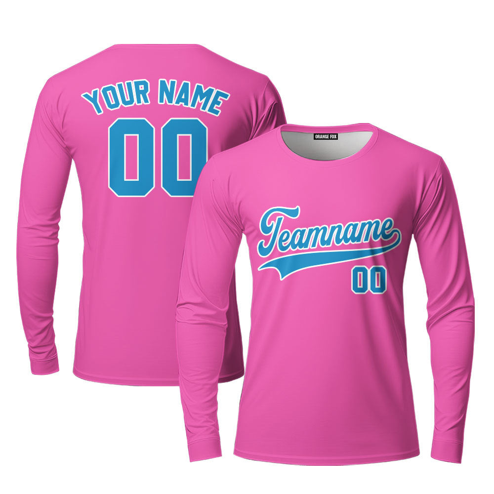 Custom Royal White And Pink Custom Long Sleeve T-Shirt For Men & Women