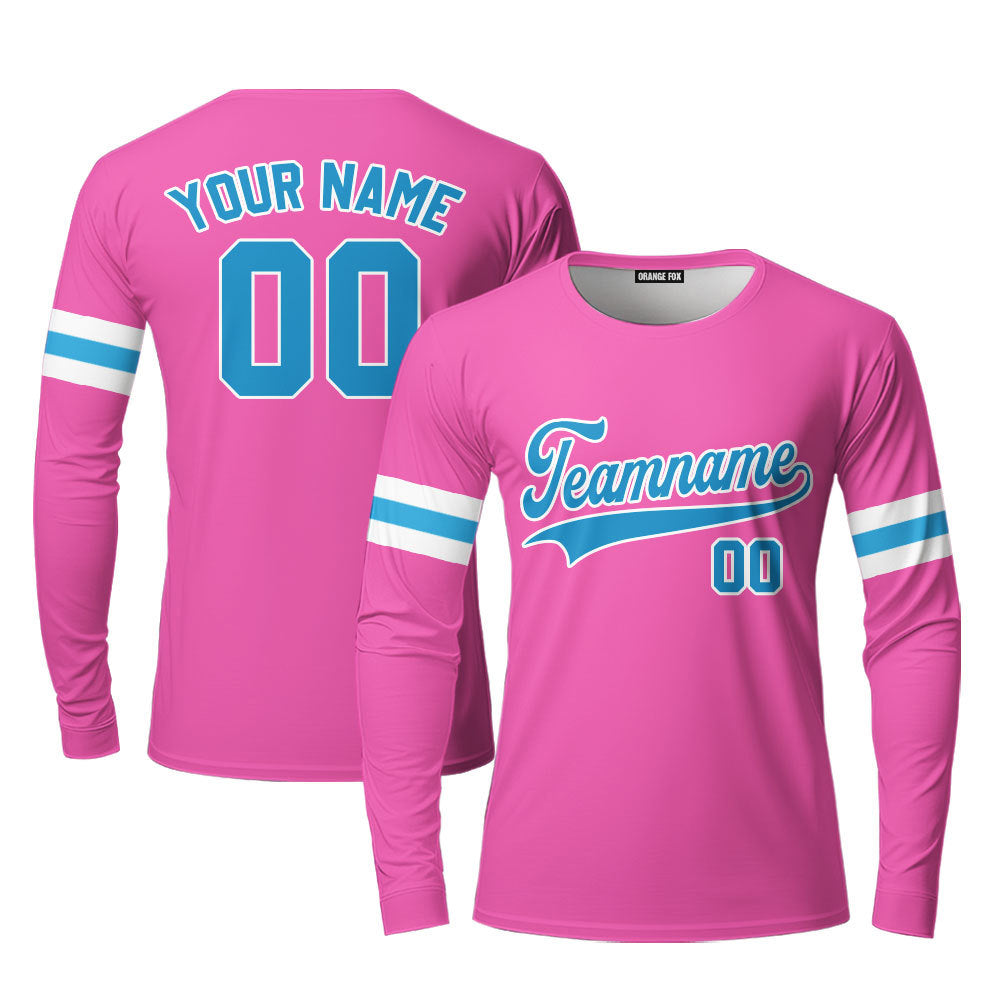 Custom Royal White And Pink Custom Long Sleeve T-Shirt For Men & Women