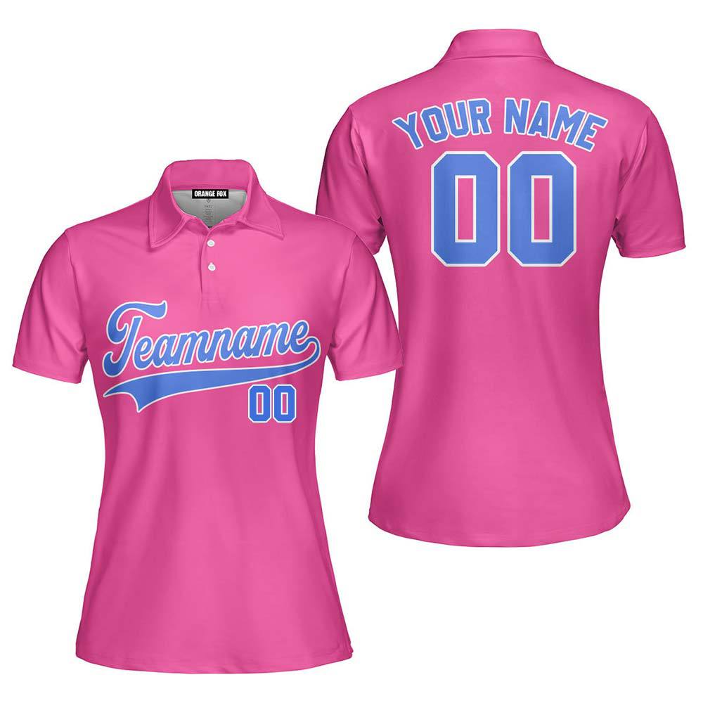 Custom Royal White And Pink Custom Polo Shirt For Women