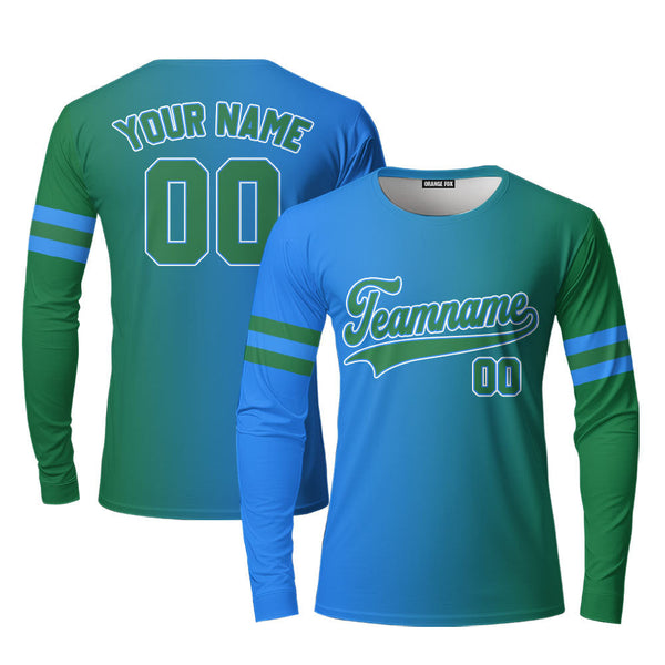 Custom Royal White Kelly Green Fade Fashion Custom Long Sleeve T-Shirt For Men & Women