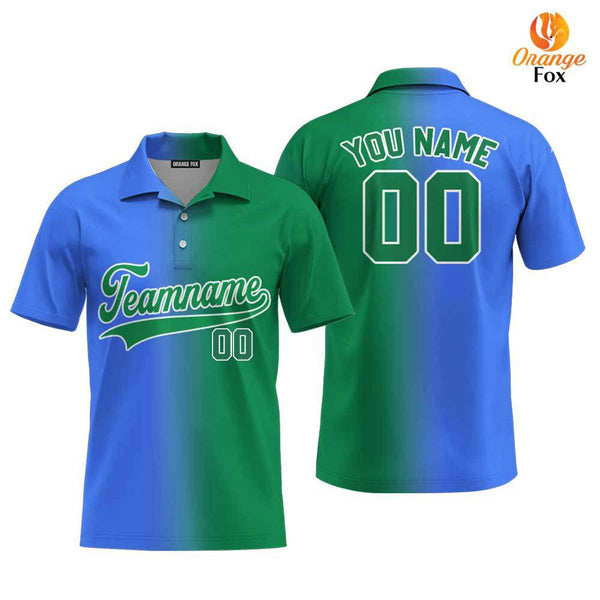 Custom Royal White Kelly Green Fade Fashion Custom Polo Shirt For Men