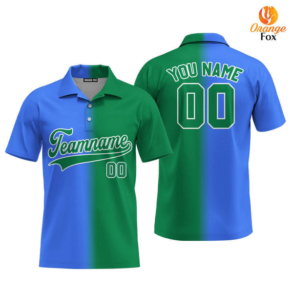 Custom Royal White Kelly Green Fade Fashion Custom Polo Shirt For Men