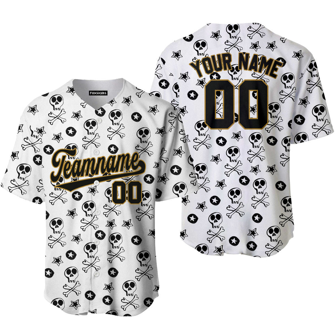 Custom Skulls Pattern Black Brown Baseball Jerseys For Men & Women