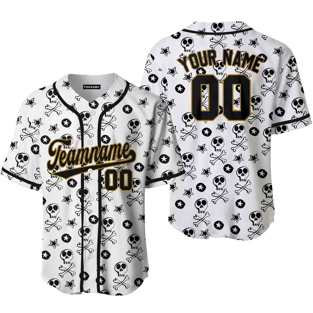 Custom Skulls Pattern Black Brown Baseball Jerseys For Men & Women