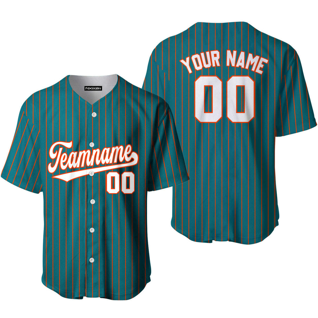 Custom Teal Orange Pinstripe White Orange Baseball Jerseys For Men & Women