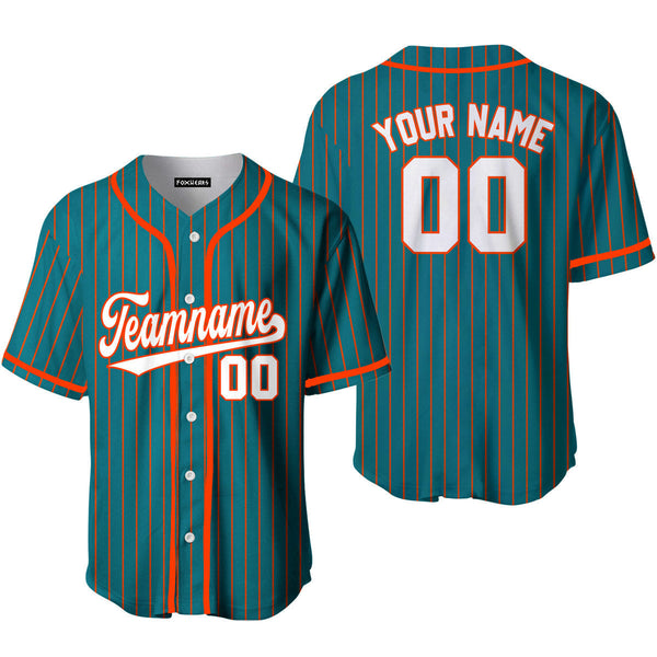 Custom Teal Orange Pinstripe White Orange Baseball Jerseys For Men & Women