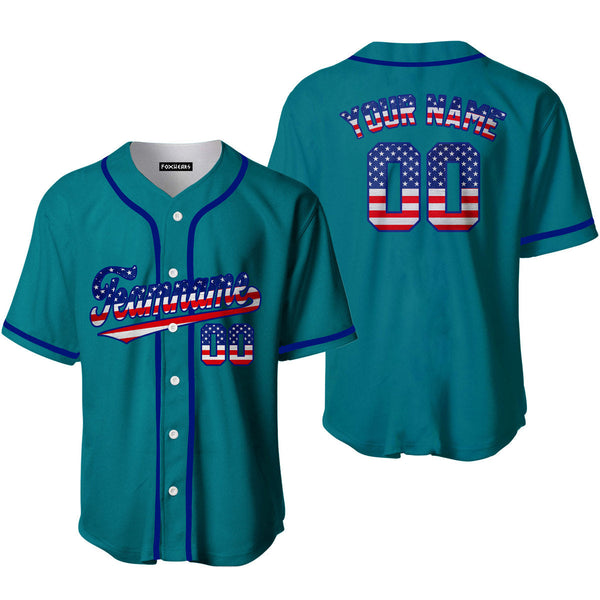 Custom Teal Retro American Custom Baseball Jerseys For Men & Women