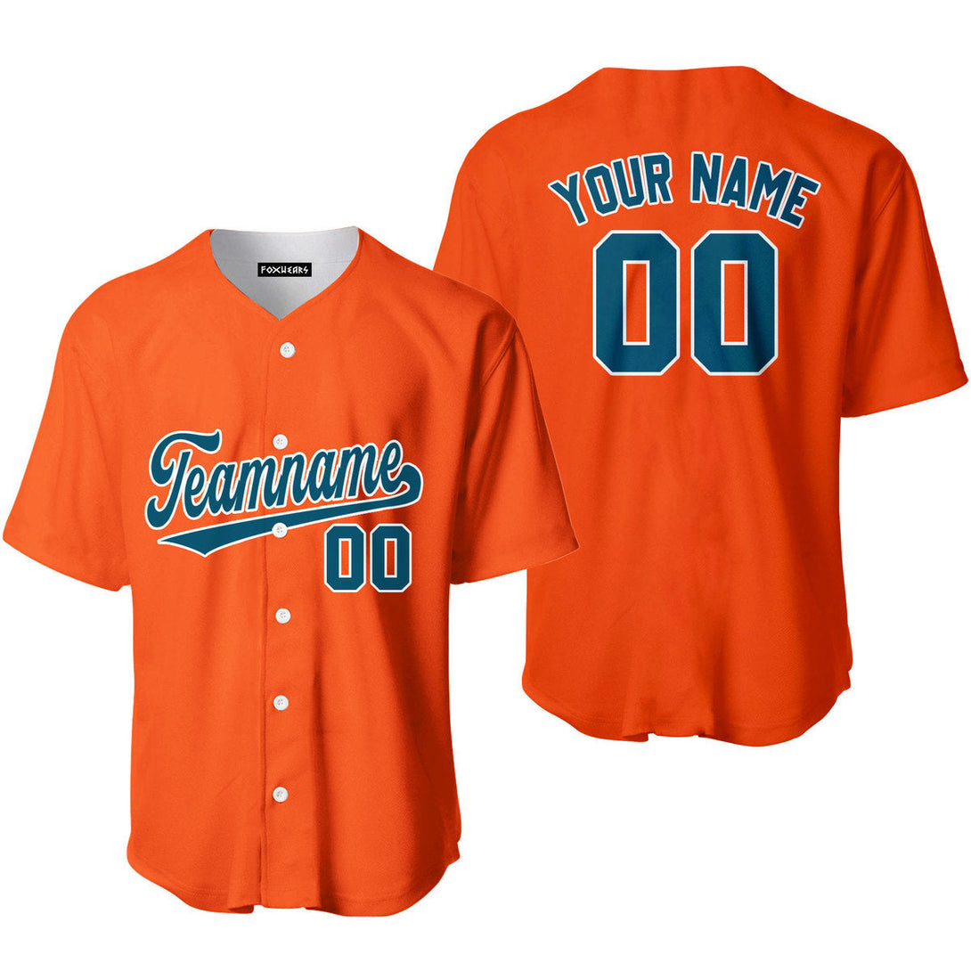 Custom Teal White And Orange Custom Baseball Jerseys For Men & Women