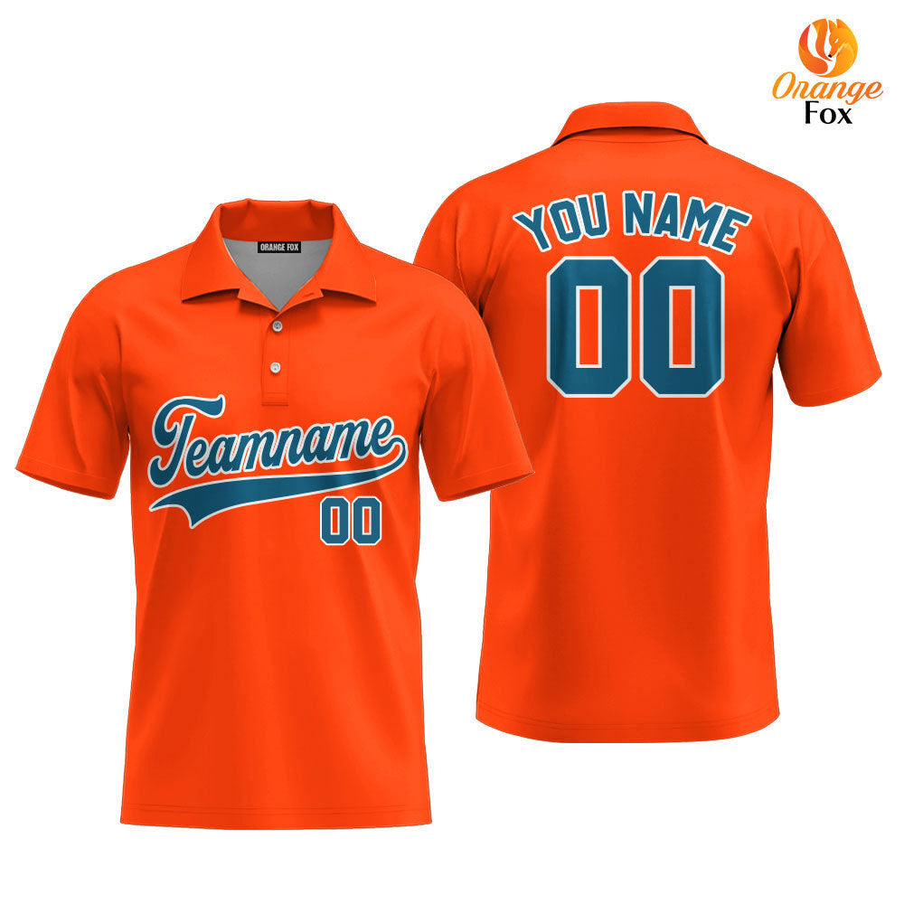 Custom Teal White And Orange Custom Polo Shirt For Men