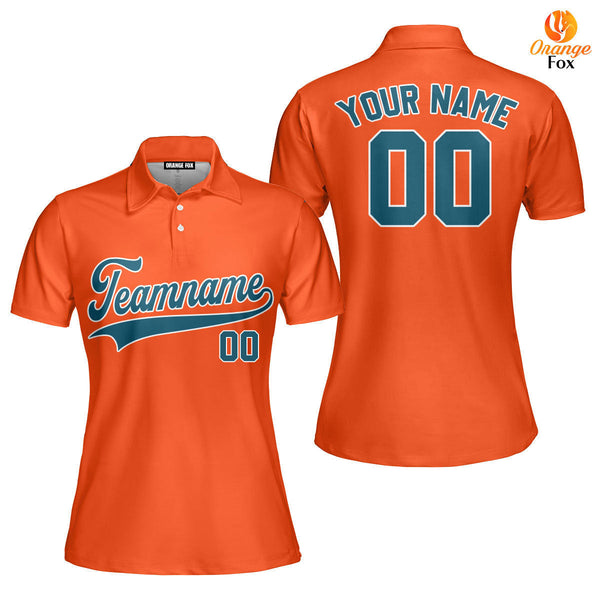 Custom Teal White And Orange Custom Polo Shirt For Women