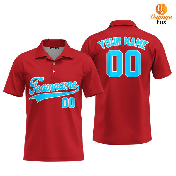 Custom Teal White And Red Custom Polo Shirt For Men