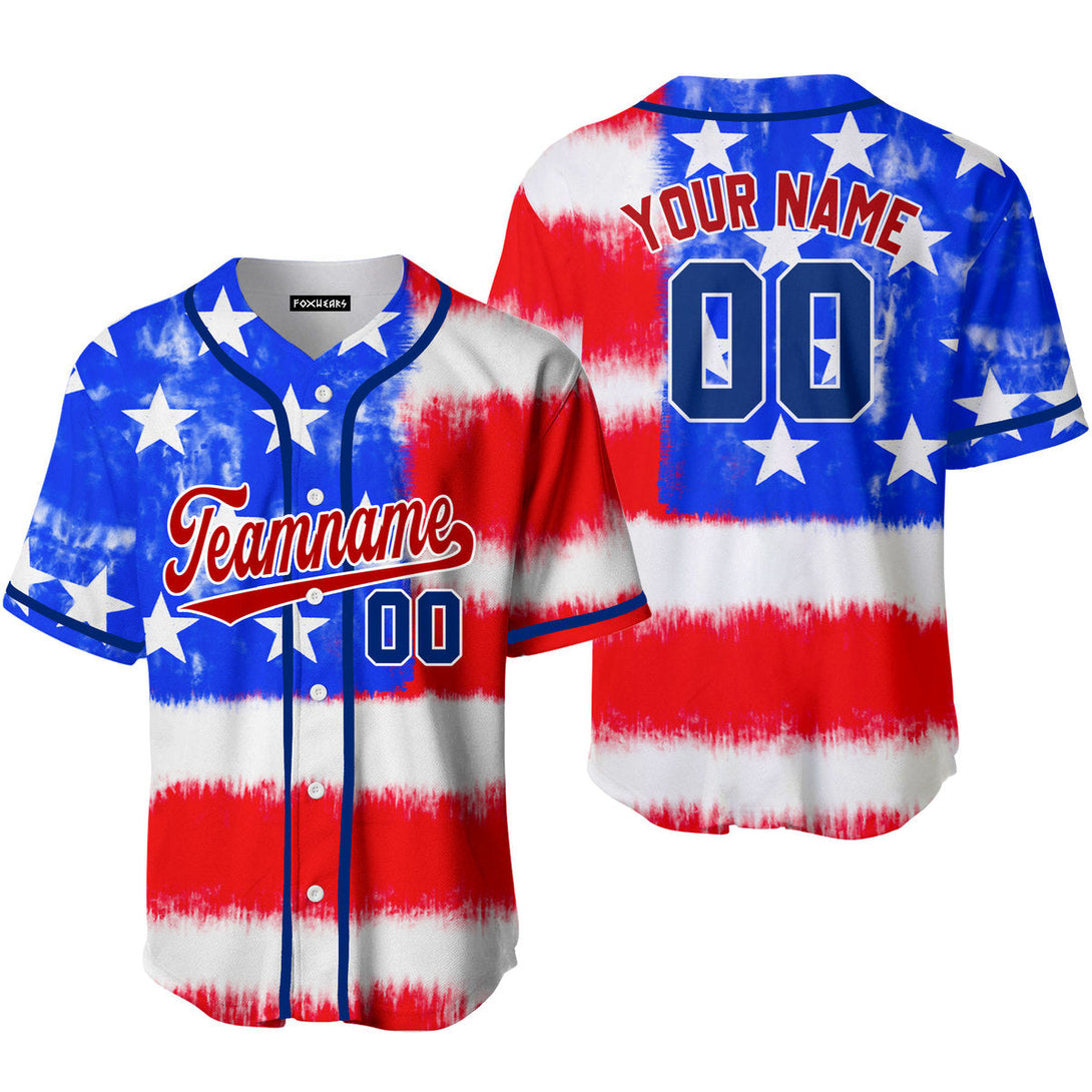 Custom Tie Dye American Flag On Red Custom Baseball Jerseys For Men & Women