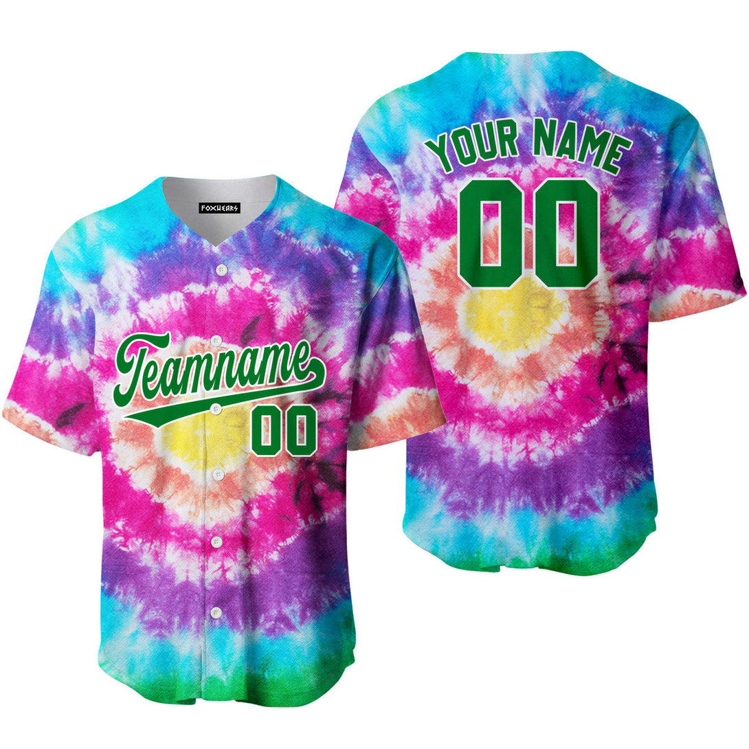 Custom Tie Dye Green White Custom Baseball Jerseys For Men & Women