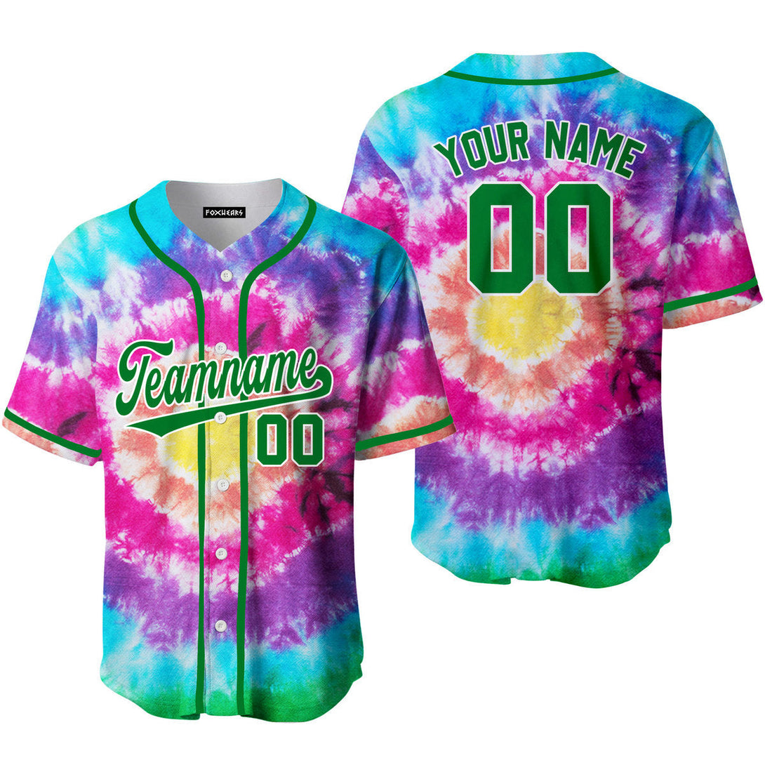 Custom Tie Dye Green White Custom Baseball Jerseys For Men & Women