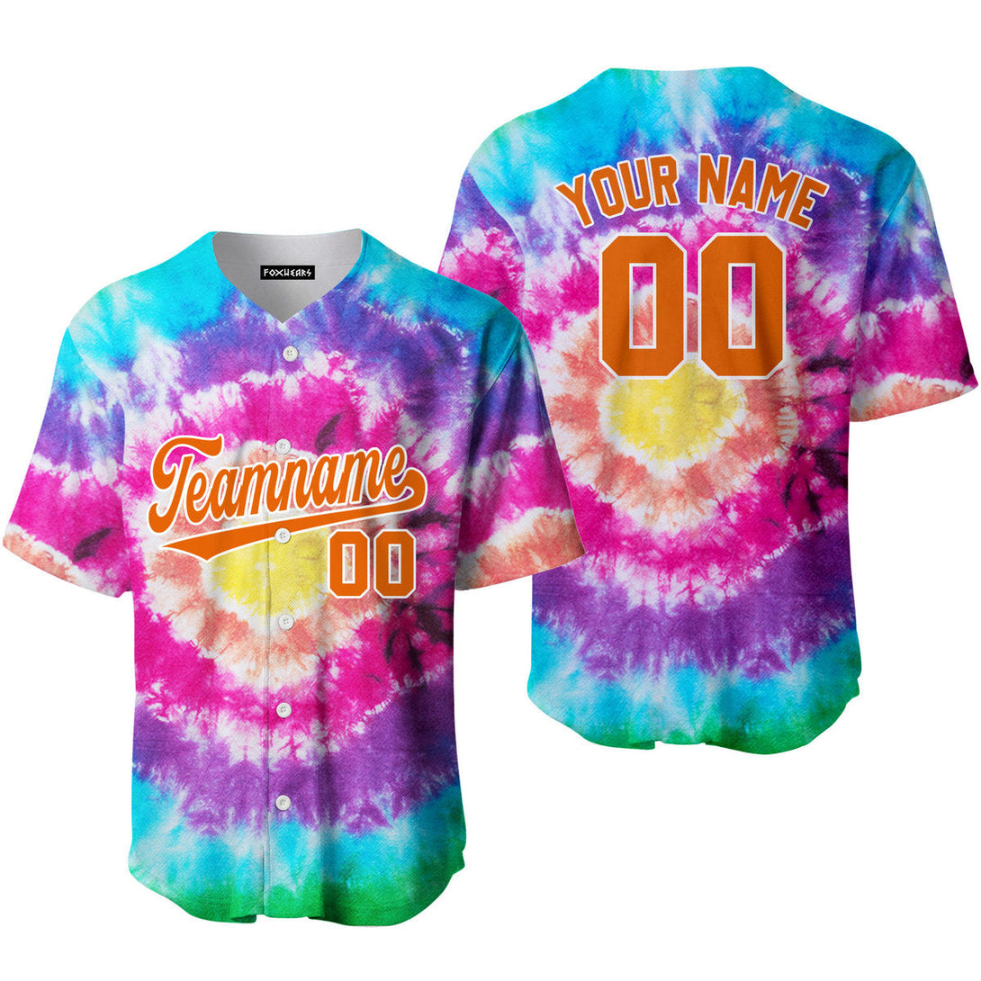 Custom Tie Dye Orange White Custom Baseball Jerseys For Men & Women