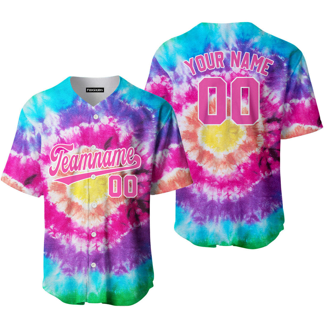 Custom Tie Dye Pink White Custom Baseball Jerseys For Men & Women