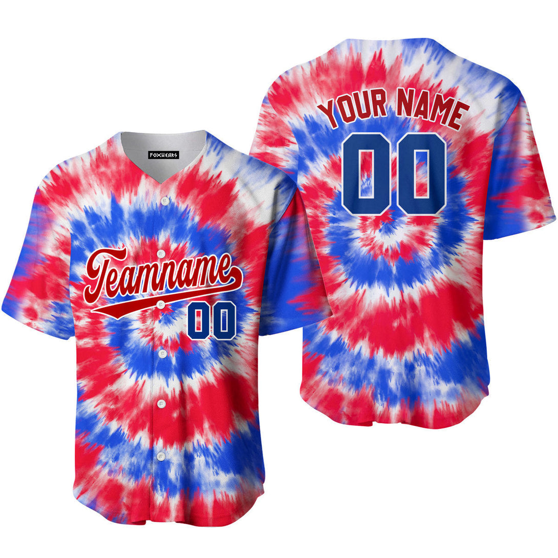 Custom Tie Dye Royal Red On Red Custom Baseball Jerseys For Men & Women