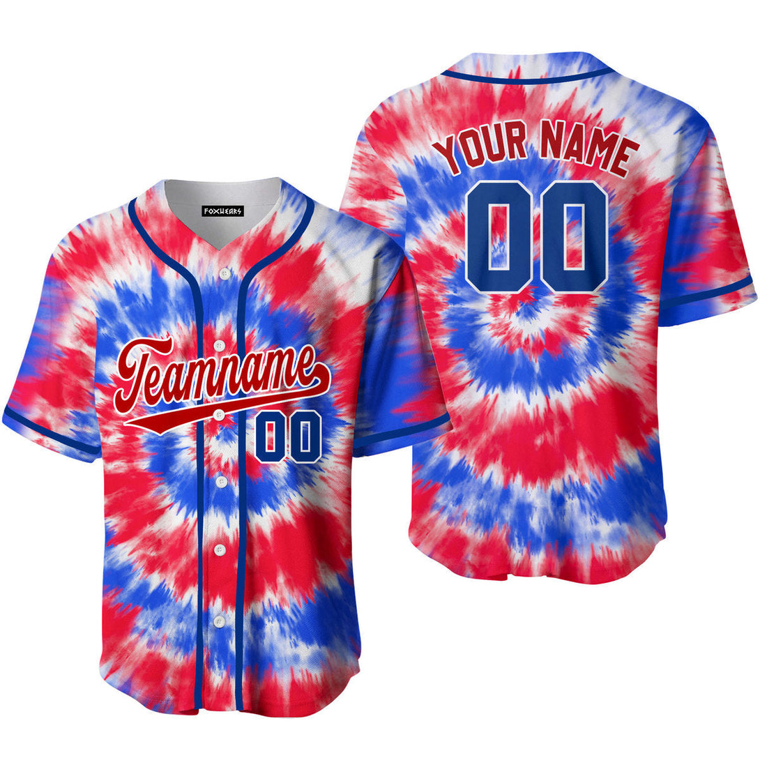 Custom Tie Dye Royal Red On Red Custom Baseball Jerseys For Men & Women