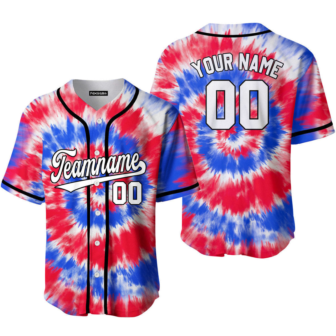 Custom Tie Dye Royal Red On White Custom Baseball Jerseys For Men & Women