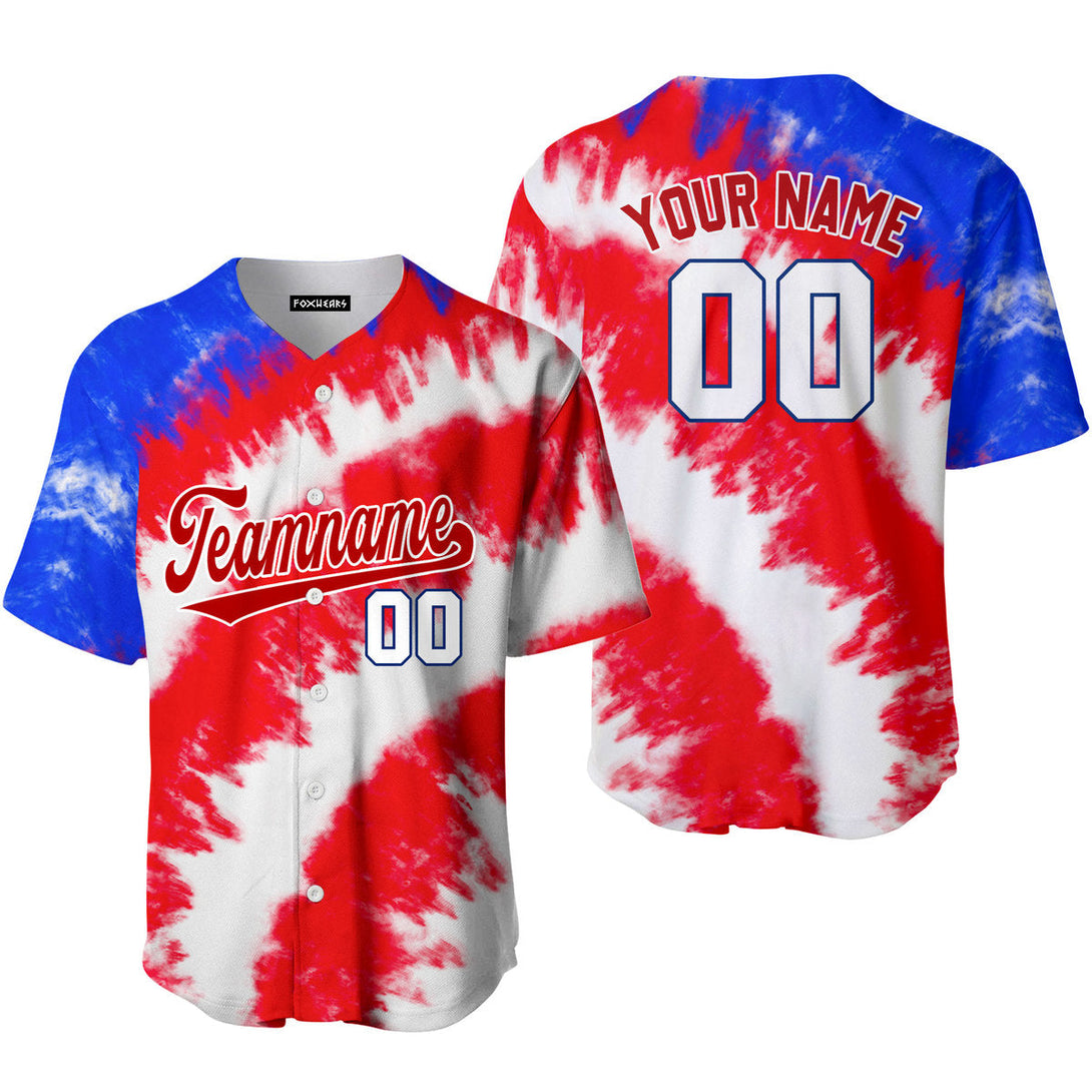 Custom Tie Dye USA Flag Color On Red Custom Baseball Jerseys For Men & Women