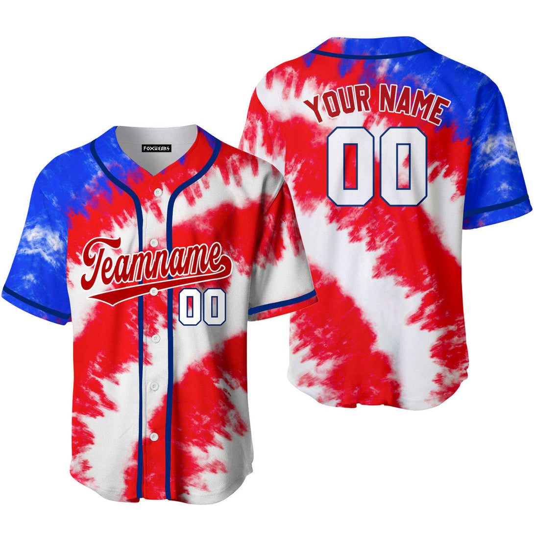 Custom Tie Dye USA Flag Color On Red Custom Baseball Jerseys For Men & Women