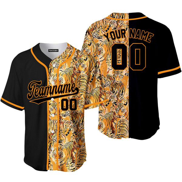 Custom Tiger Pattern Black Black-Orange Baseball Jerseys For Men & Women