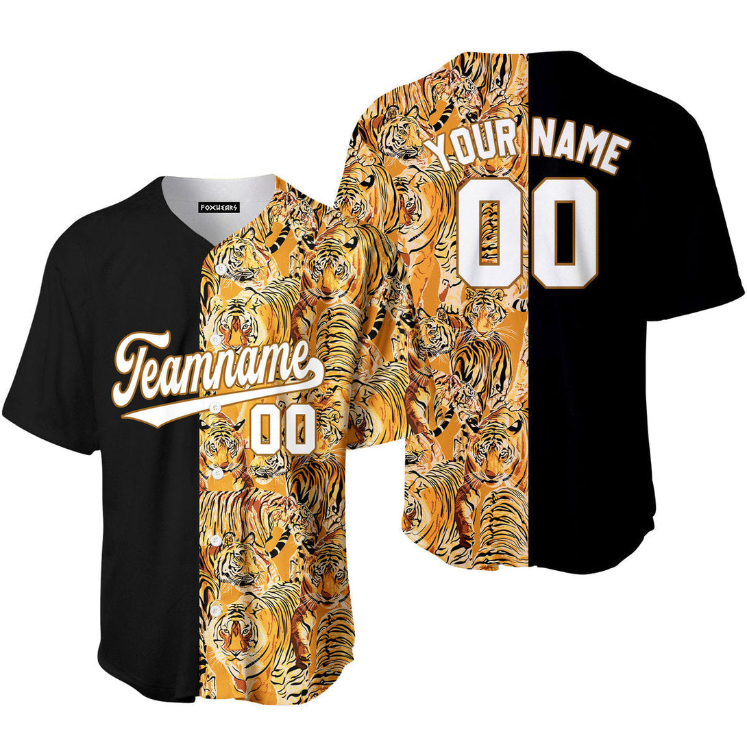 Custom Tiger Pattern Black White-Brown Baseball Jerseys For Men & Women