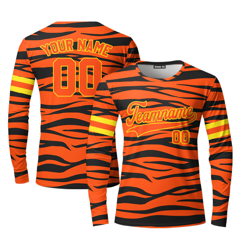 Custom Tiger Skin Orange Cream Custom Long Sleeve T-Shirt For Men & Women