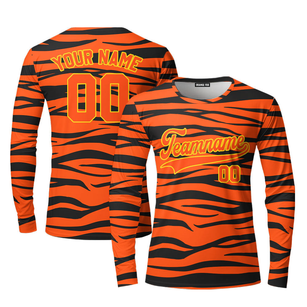 Custom Tiger Skin Orange Cream Custom Long Sleeve T-Shirt For Men & Women