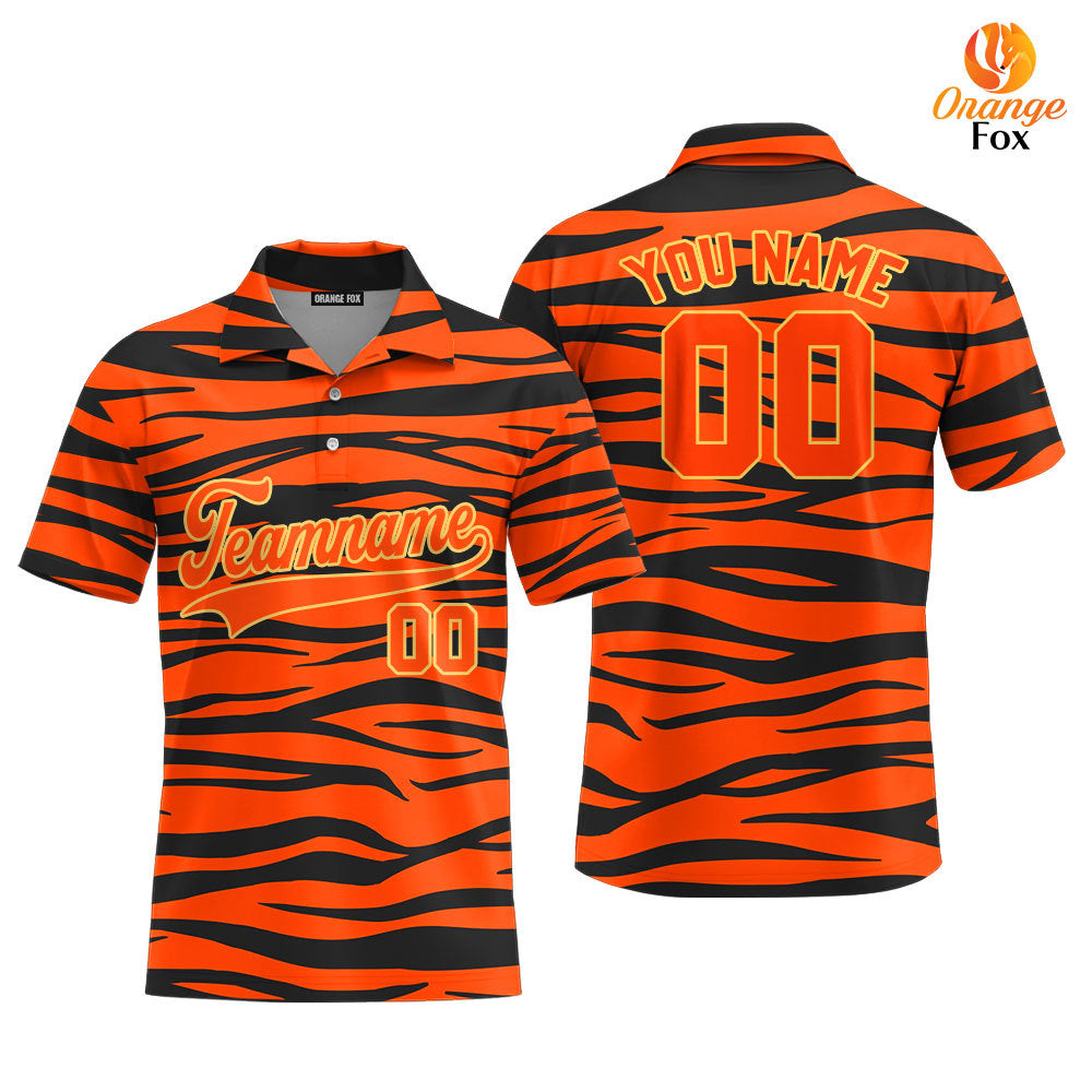 Custom Tiger Skin Orange Cream Custom Polo Shirt For Men