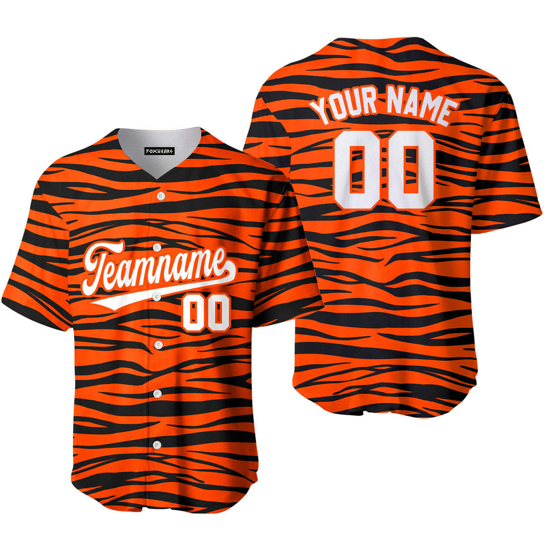 Custom Tiger Skin White Orange Custom Baseball Jerseys For Men & Women