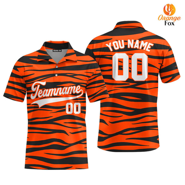 Custom Tiger Skin White Orange Custom Polo Shirt For Men