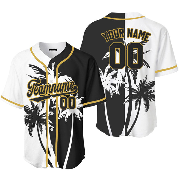 Custom Tropical Black Palm Trees Pattern Baseball Jerseys For Men & Women