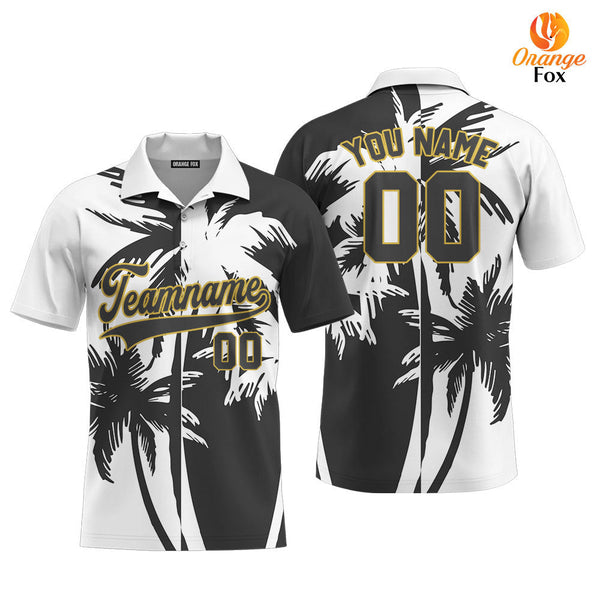 Custom Tropical Black Palm Trees Pattern Custom Polo Shirt For Men