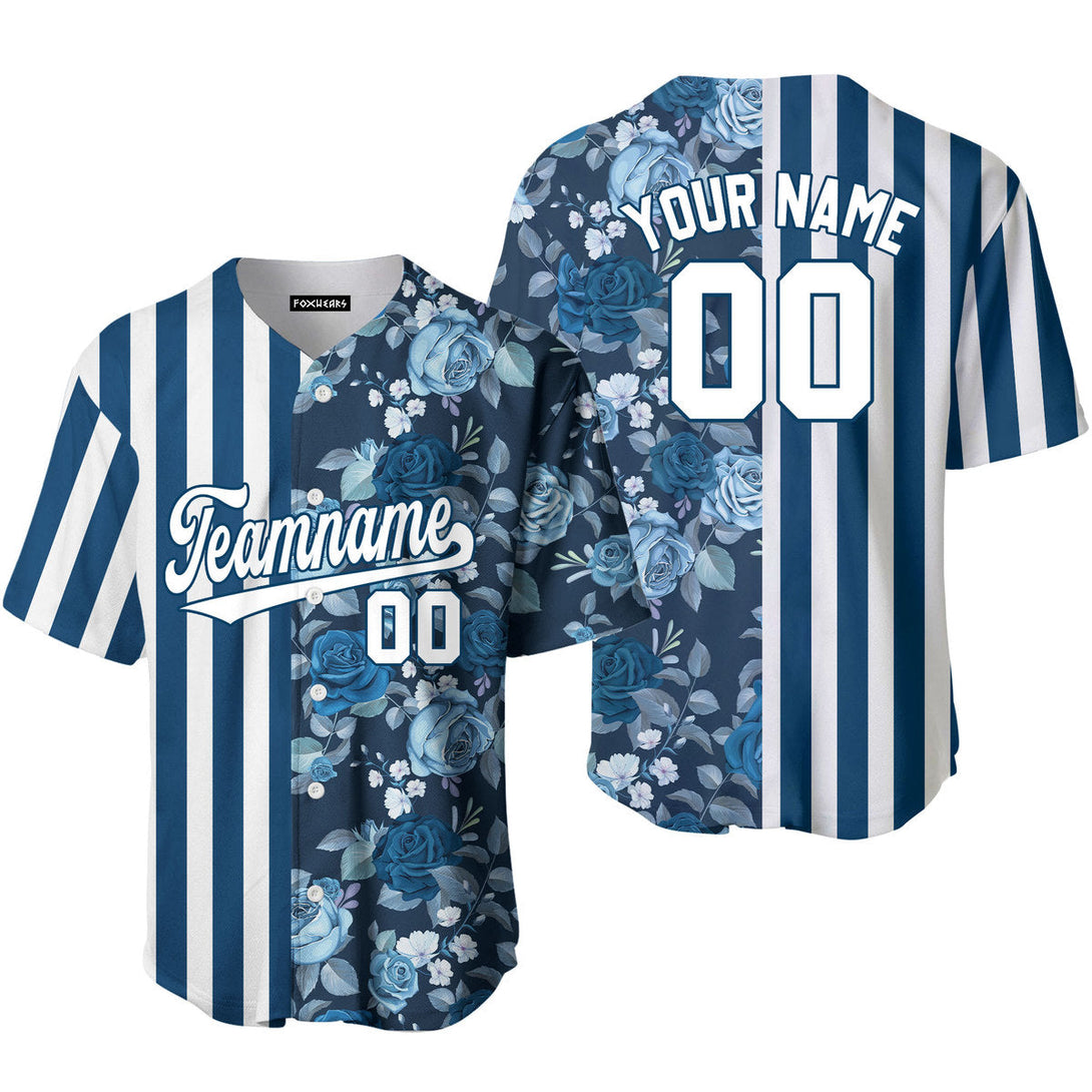 Custom Tropical Blue Navy White - Blue Split Fashion Baseball Jerseys For Men & Women