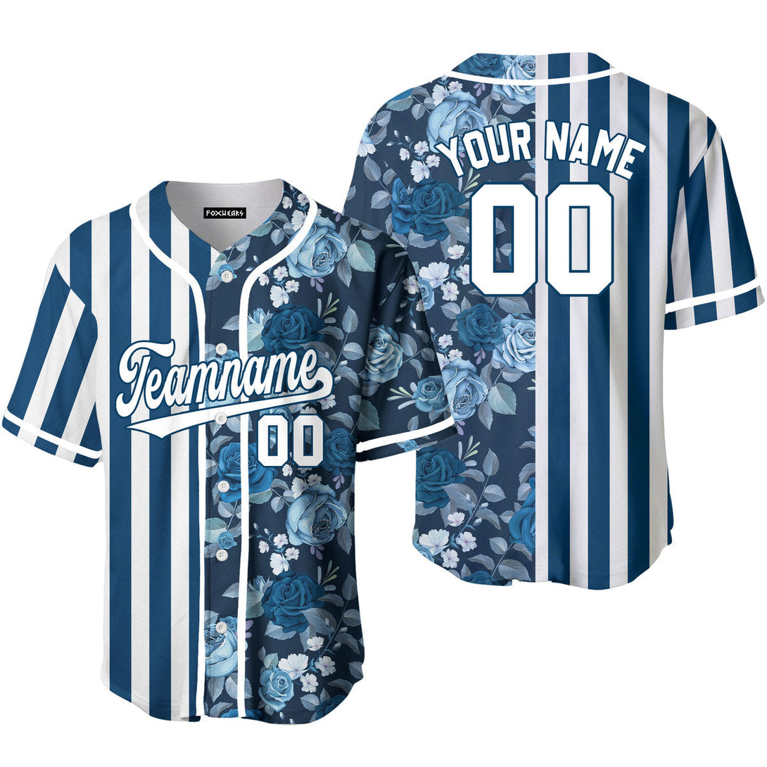 Custom Tropical Blue Navy White - Blue Split Fashion Baseball Jerseys For Men & Women