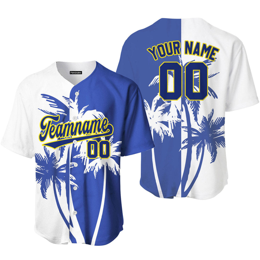 Custom Tropical Blue Palm Trees Pattern Baseball Jerseys For Men & Women