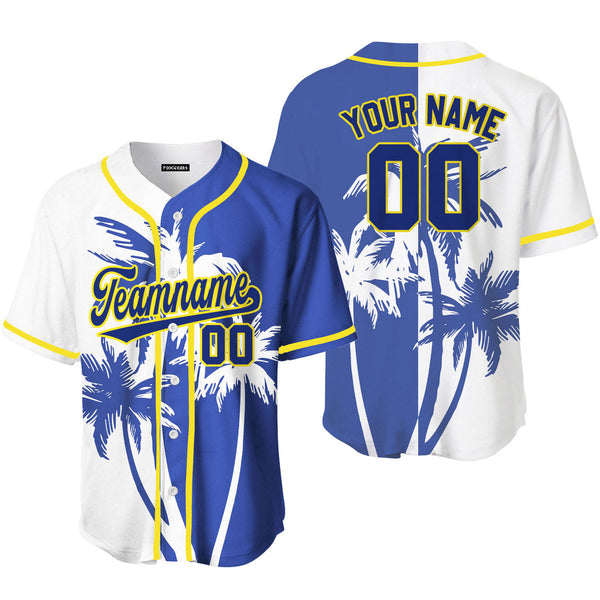 Custom Tropical Blue Palm Trees Pattern Baseball Jerseys For Men & Women