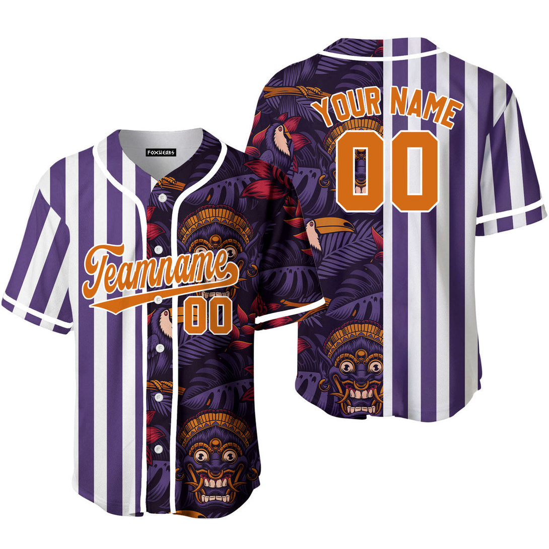 Custom Tropical Dark Purple Orange - Brown Split Fashion Baseball Jerseys For Men & Women