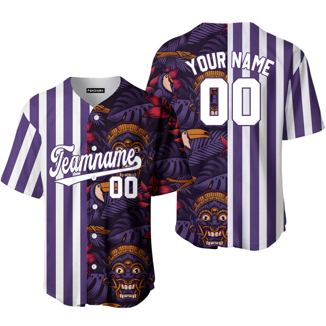 Custom Tropical Dark Purple White-Purple Split Fashion Baseball Jerseys For Men & Women