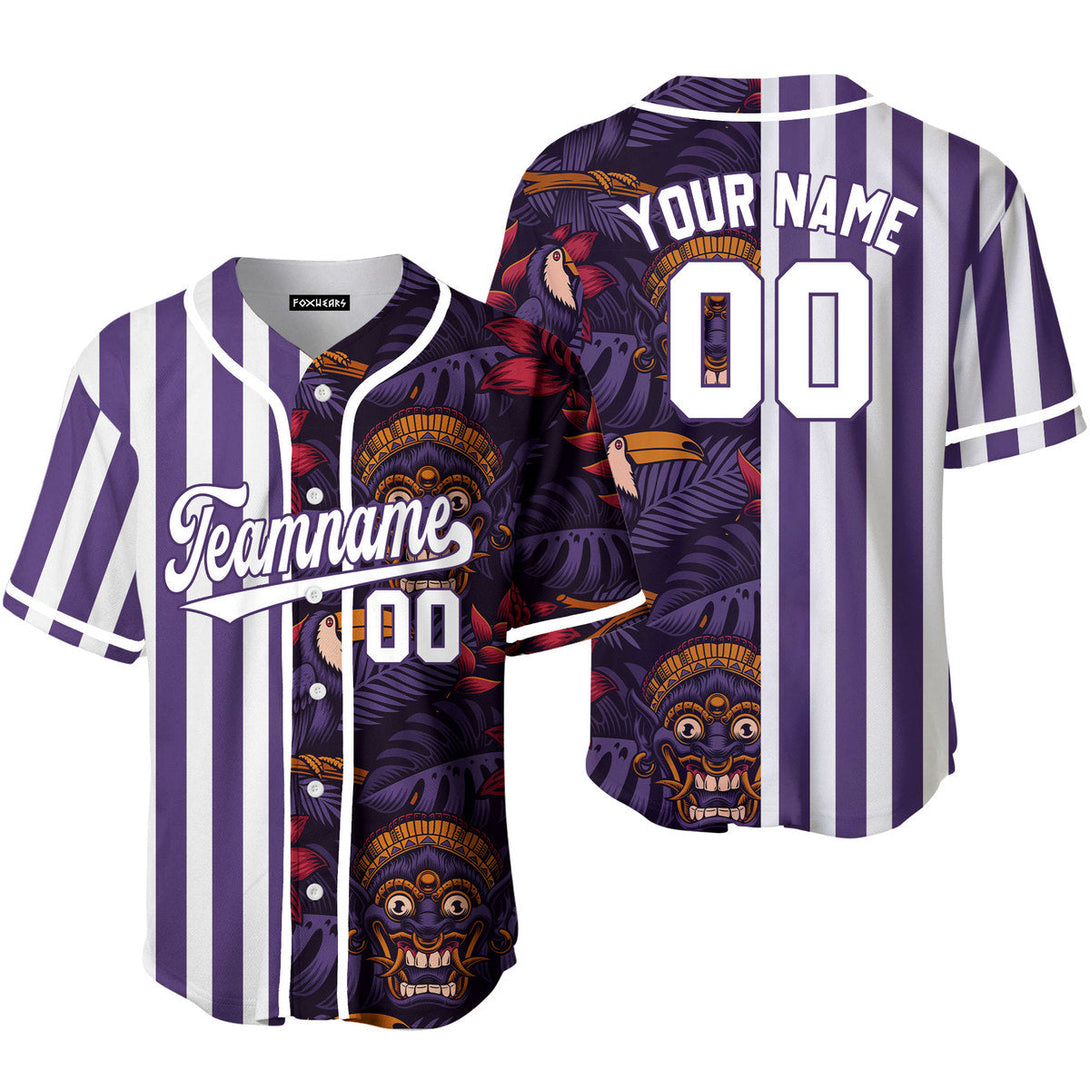 Custom Tropical Dark Purple White-Purple Split Fashion Baseball Jerseys For Men & Women