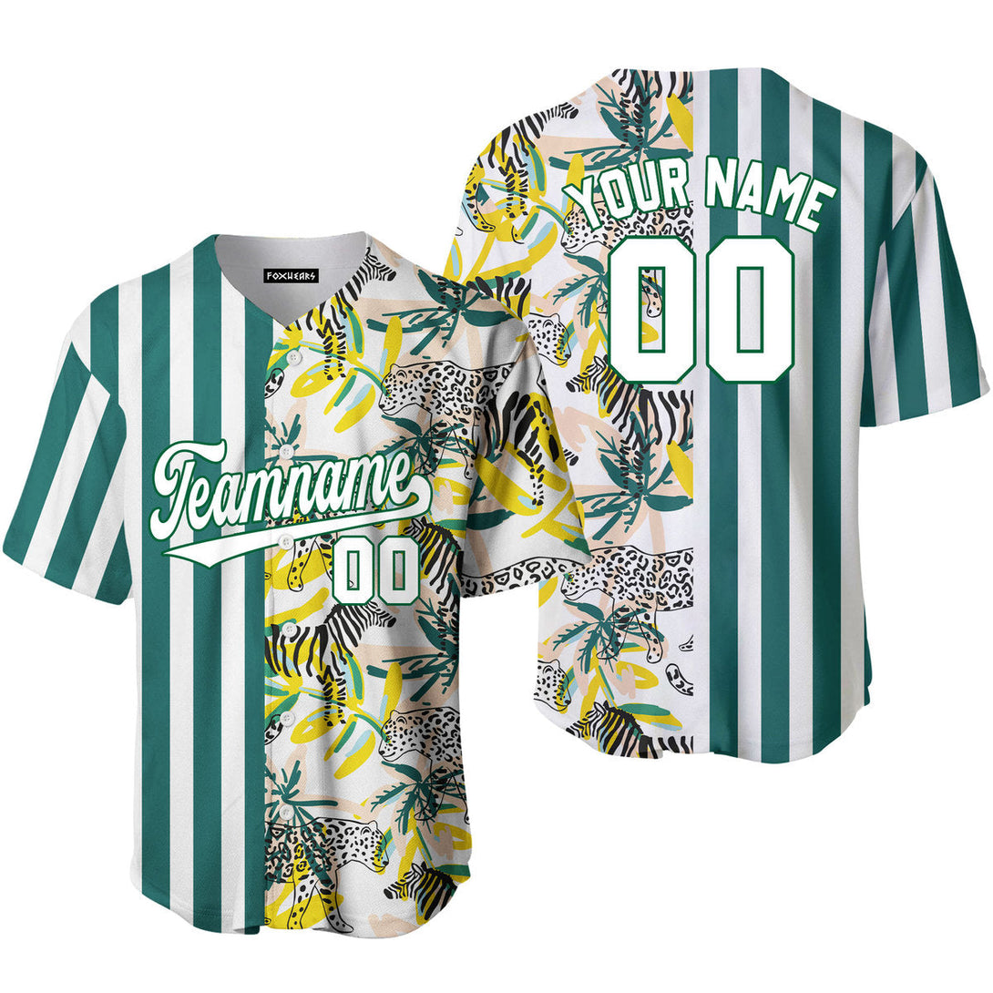 Custom Tropical Kelly Green Pinstripe White-Green Split Fashion Baseball Jerseys For Men & Women