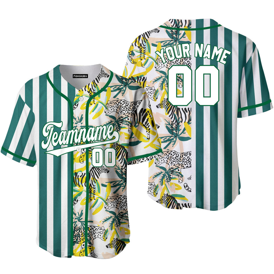 Custom Tropical Kelly Green Pinstripe White-Green Split Fashion Baseball Jerseys For Men & Women