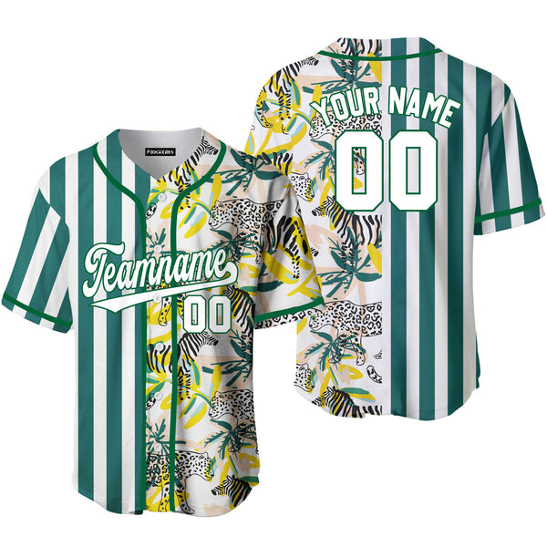 Custom Tropical Kelly Green Pinstripe White-Green Split Fashion Baseball Jerseys For Men & Women