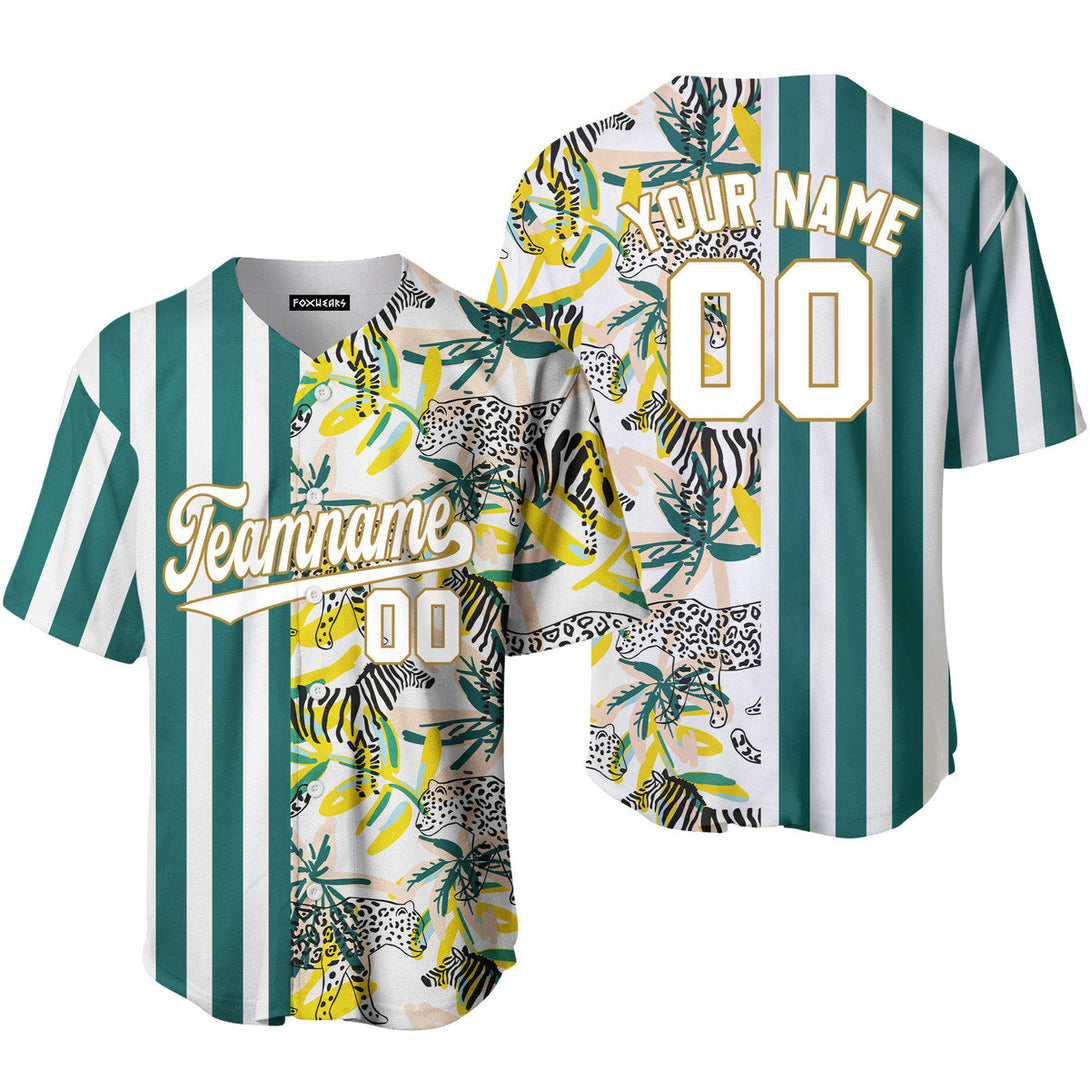 Custom Tropical Kelly Green Pinstripe White-Olive Split Fashion Baseball Jerseys For Men & Women